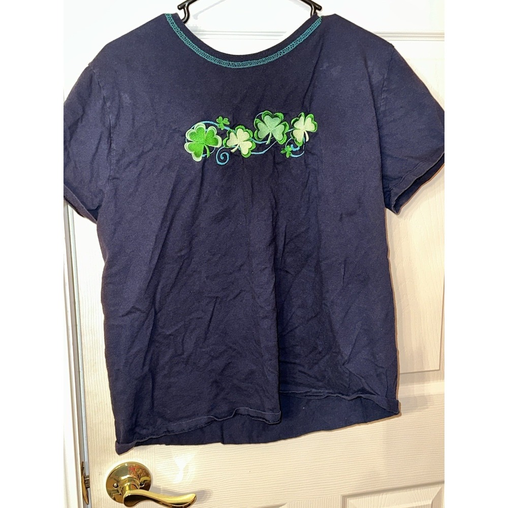 PFI Fashion's Women's Blue Shamrock Design T Shirt Size XL
